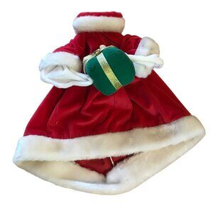 Santa Suit Dog Costume With Gift Accessory Size Small Red White Green